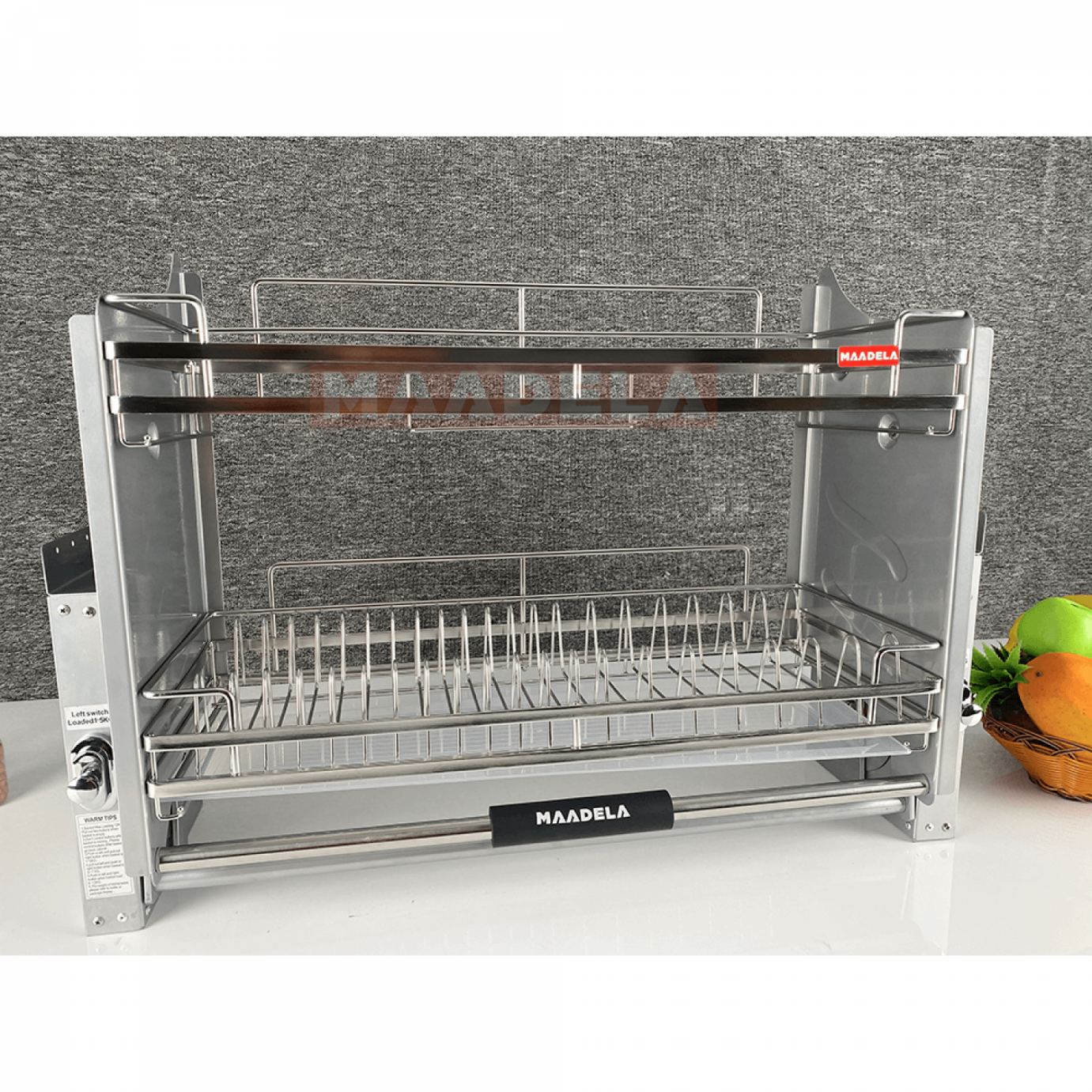 Giá bát đĩa nâng hạ Inox 304 cho tủ bếp trên Maadela MP-G30-2.70 sở hữu thiết kế sang trọng và hiện đại, thích hợp với mọi không gian nhà bếp